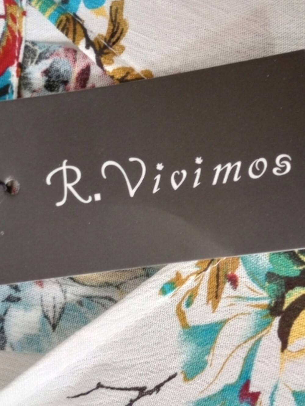 White Floral Crochet-Trim V-Neck Women's Top. R. Vivimos LARGE - Picture 6 of 7